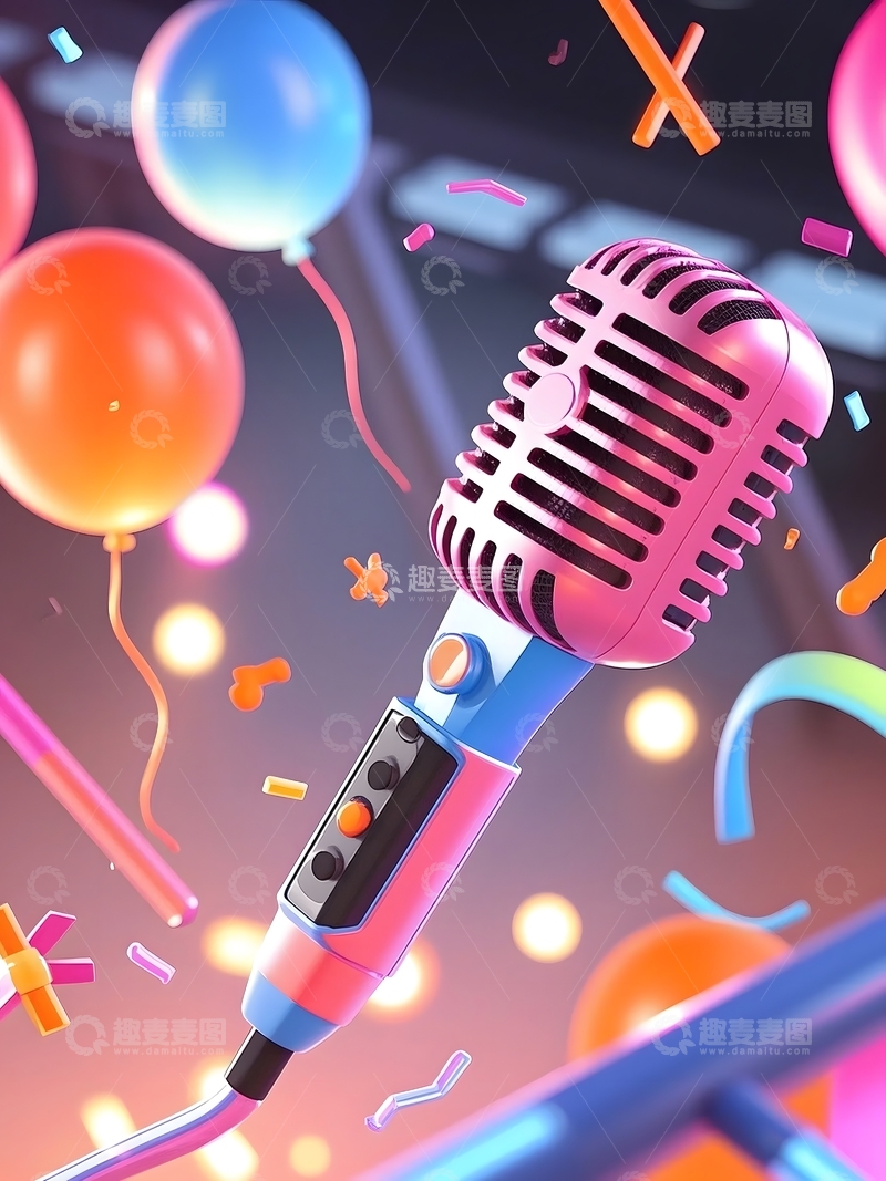 高清大图下载【趣麦麦图】3D直播麦克风元素