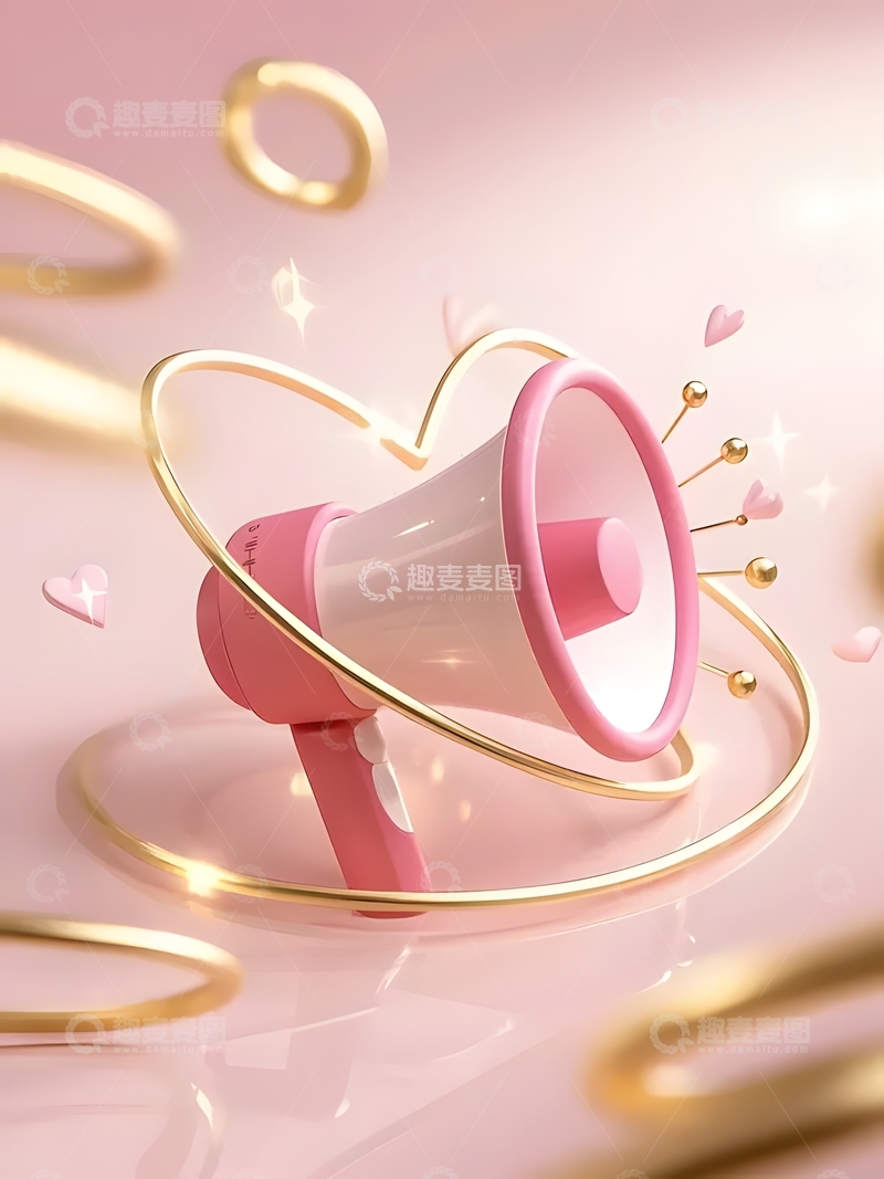 高清大图下载【趣麦麦图】卡通小清新扩音器爱心插图5