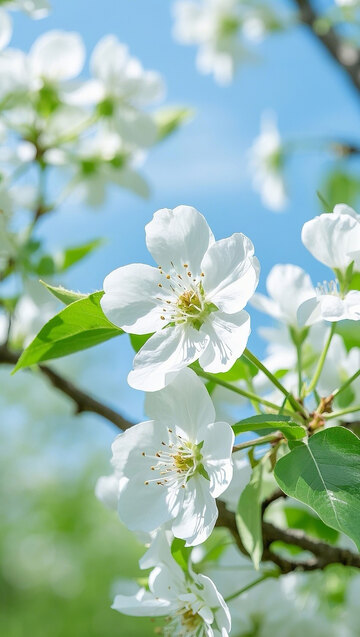 白色梨花花枝花树摄影图2