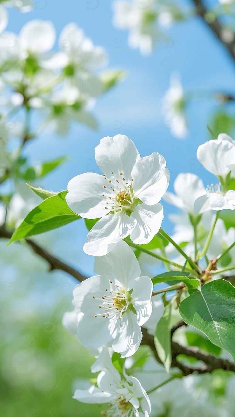 高清大图下载【趣麦麦图】白色梨花花枝花树摄影图2