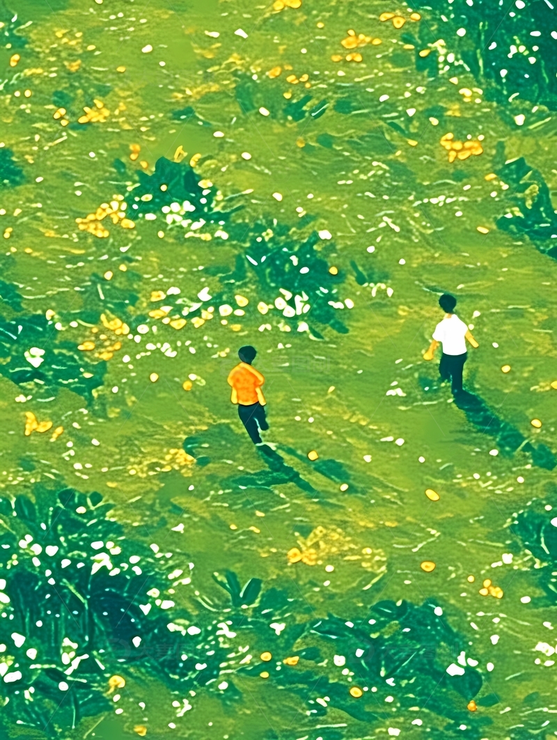 春天踏春蜡笔画