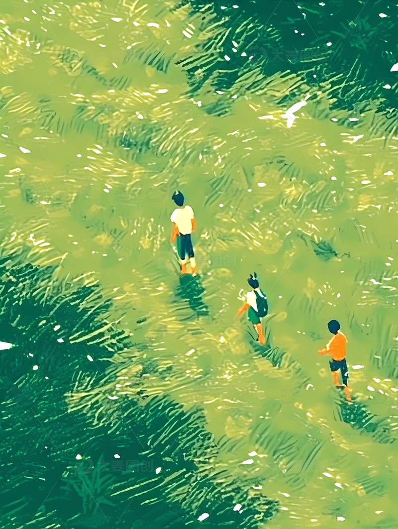 春天踏春蜡笔画1