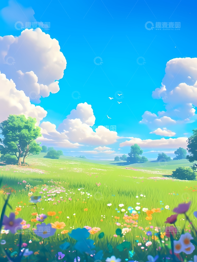 高清大图下载【趣麦麦图】春天皮克斯卡通风格