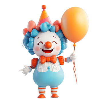 免抠愚人节梦幻感软3D小丑气球组合元素2