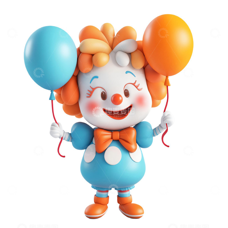 高清大图下载【趣麦麦图】免抠愚人节梦幻感软3D小丑气球组合元素1