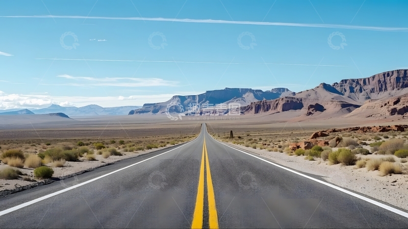高清大图下载【趣麦麦图】戈壁上的笔直公路4
