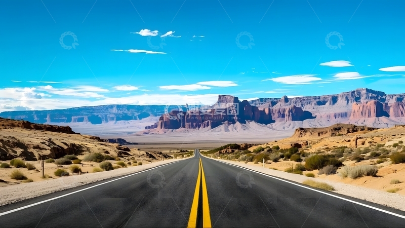 高清大图下载【趣麦麦图】戈壁上的笔直公路1
