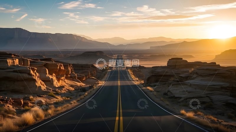 高清大图下载【趣麦麦图】戈壁上的笔直公路5