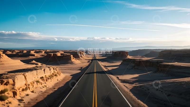 高清大图下载【趣麦麦图】戈壁上的笔直公路7