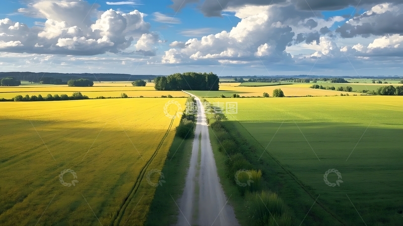 高清大图下载【趣麦麦图】麦田中的笔直公路4