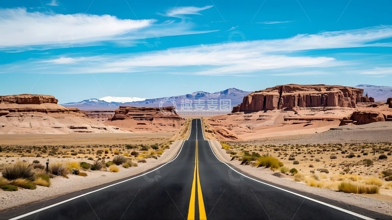 高清大图下载【趣麦麦图】戈壁上的笔直公路6