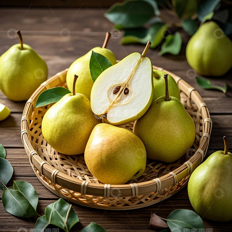 高清大图下载【趣麦麦图】-篮子里的梨