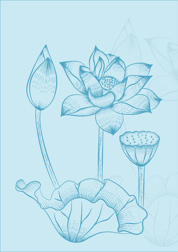 荷花木刻版画