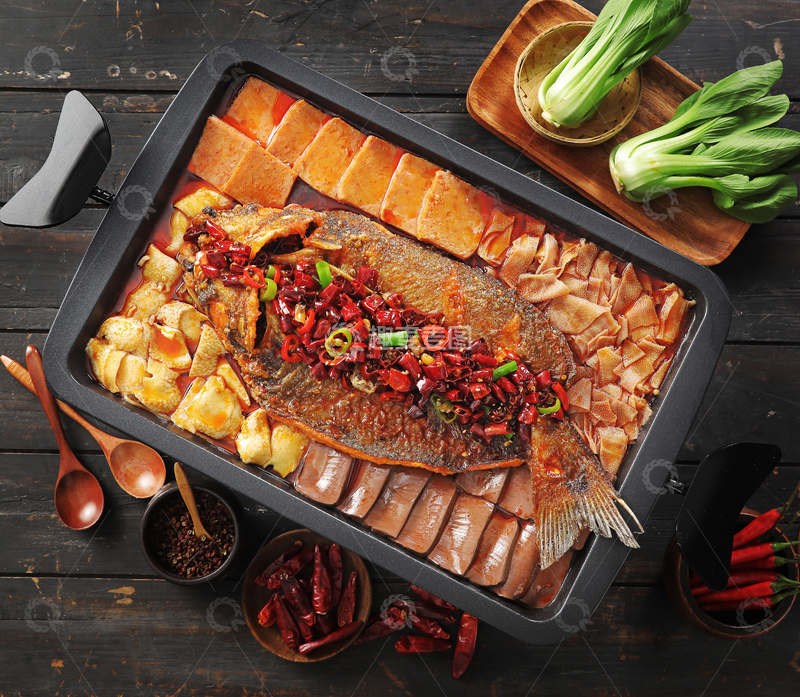 高清大图下载【趣麦麦图】招牌毛血旺烤鱼