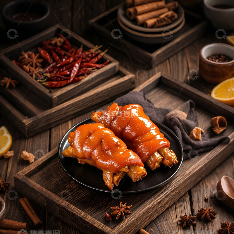高清大图下载【趣麦麦图】中式美食麻辣五香卤猪蹄