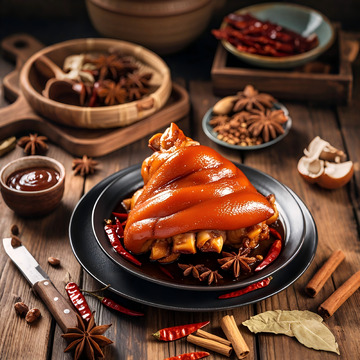 中式美食麻辣五香卤肘子