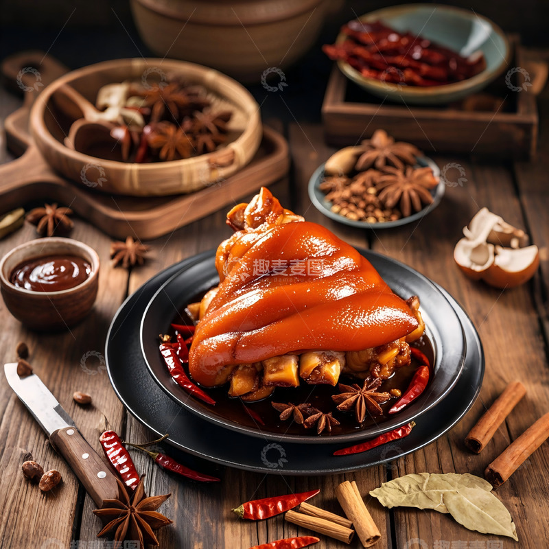 高清大图下载【趣麦麦图】中式美食麻辣五香卤肘子