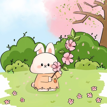 小兔子和桃花的邂逅