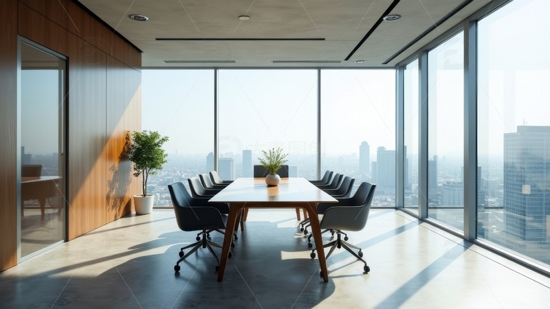高清大图下载【趣麦麦图】高层景观现代风格会议室