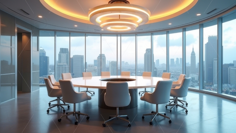 高清大图下载【趣麦麦图】高层景观圆桌会议室