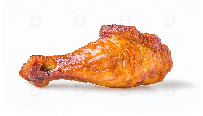 高清大图下载【趣麦麦图】白背景下的单只烤鸡腿
