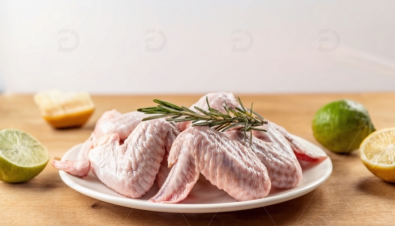 高清大图下载【趣麦麦图】白盘生鸡翅配柠檬青柠