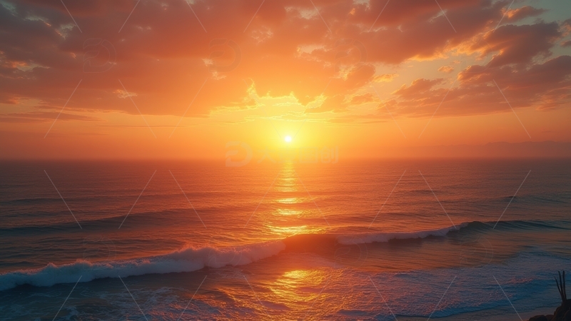 高清大图下载【趣麦麦图】海面日出的绚烂光辉