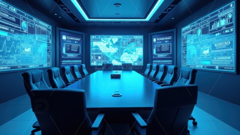 高清大图下载【趣麦麦图】-科技感十足的现代化会议室1