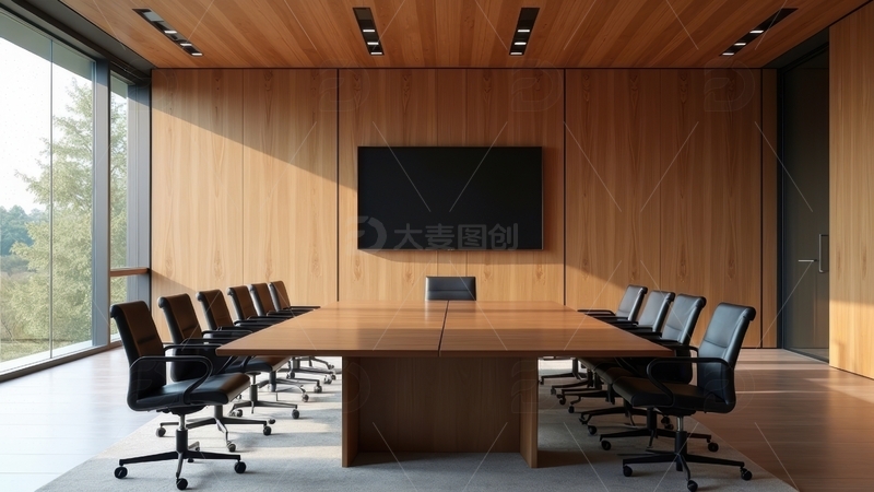 高清大图下载【趣麦麦图】木质简约风格会议室