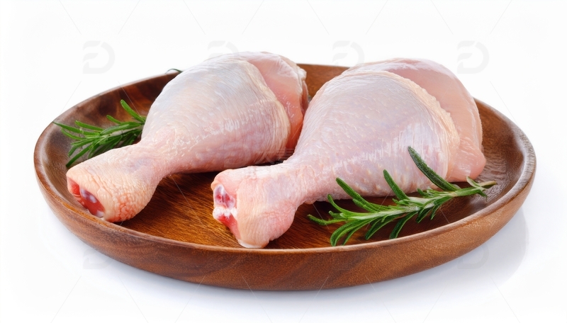 高清大图下载【趣麦麦图】木盘生鸡肉鸡腿配迷迭香