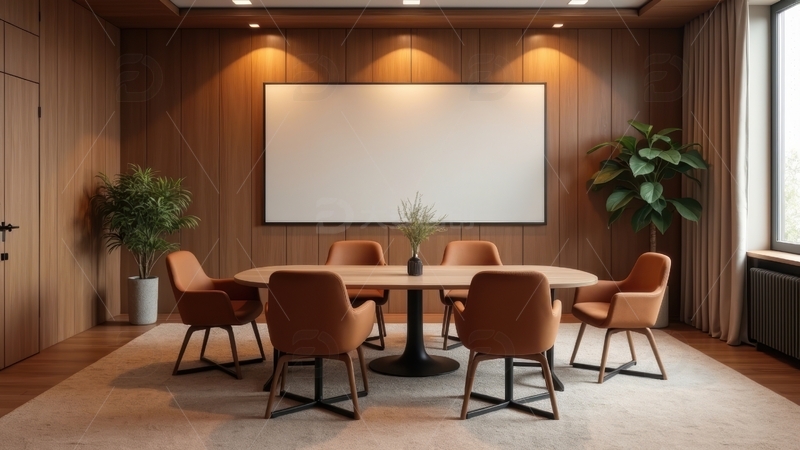 高清大图下载【趣麦麦图】温馨木质圆桌会议室