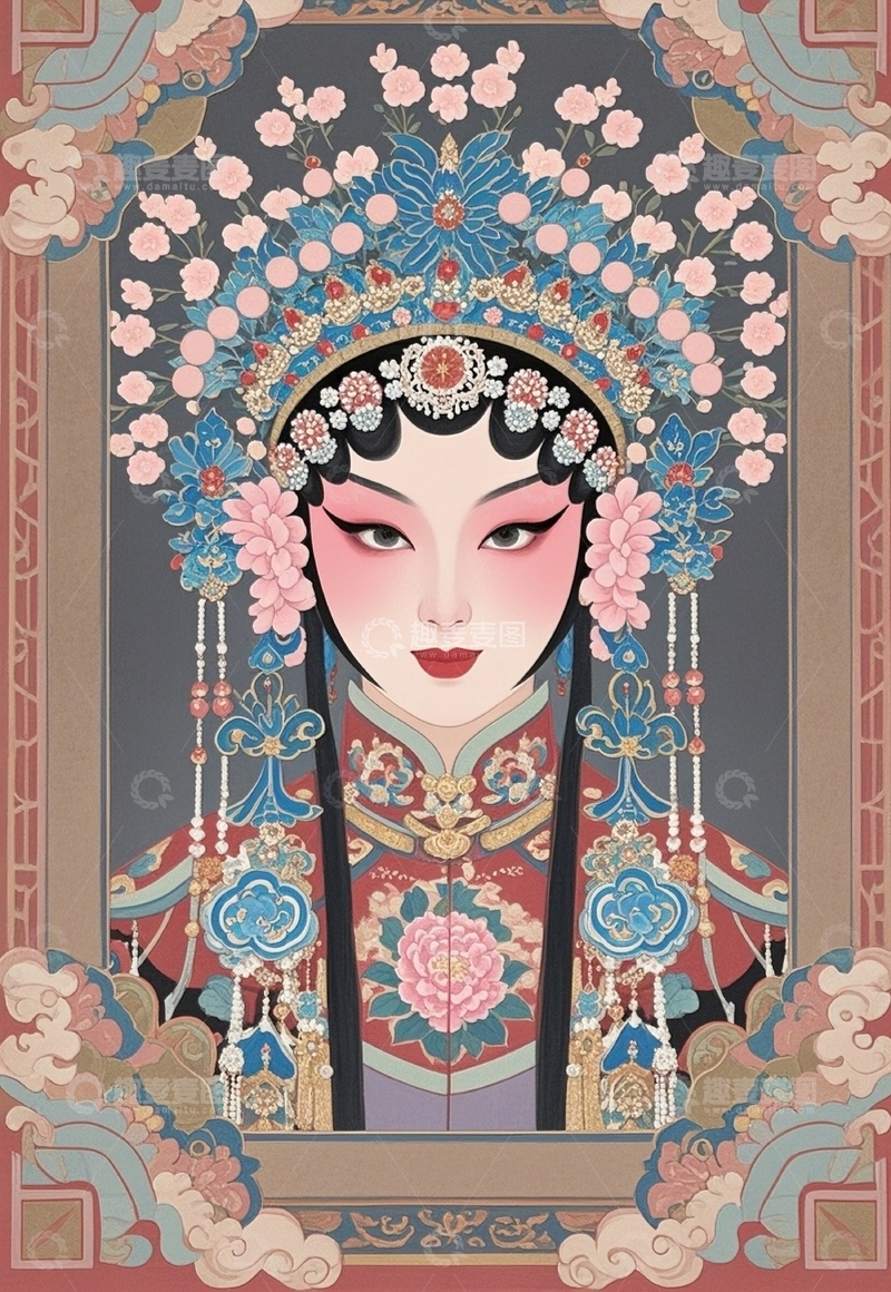 高清大图下载【趣麦麦图】国粹京剧之花旦