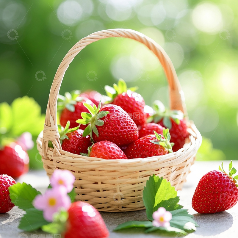高清大图下载【趣麦麦图】篮子里的新鲜草莓
