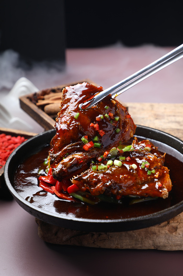 铁板鲽鱼头摄影图2