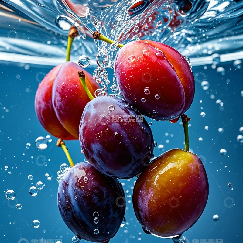 高清大图下载【趣麦麦图】水中西梅特写