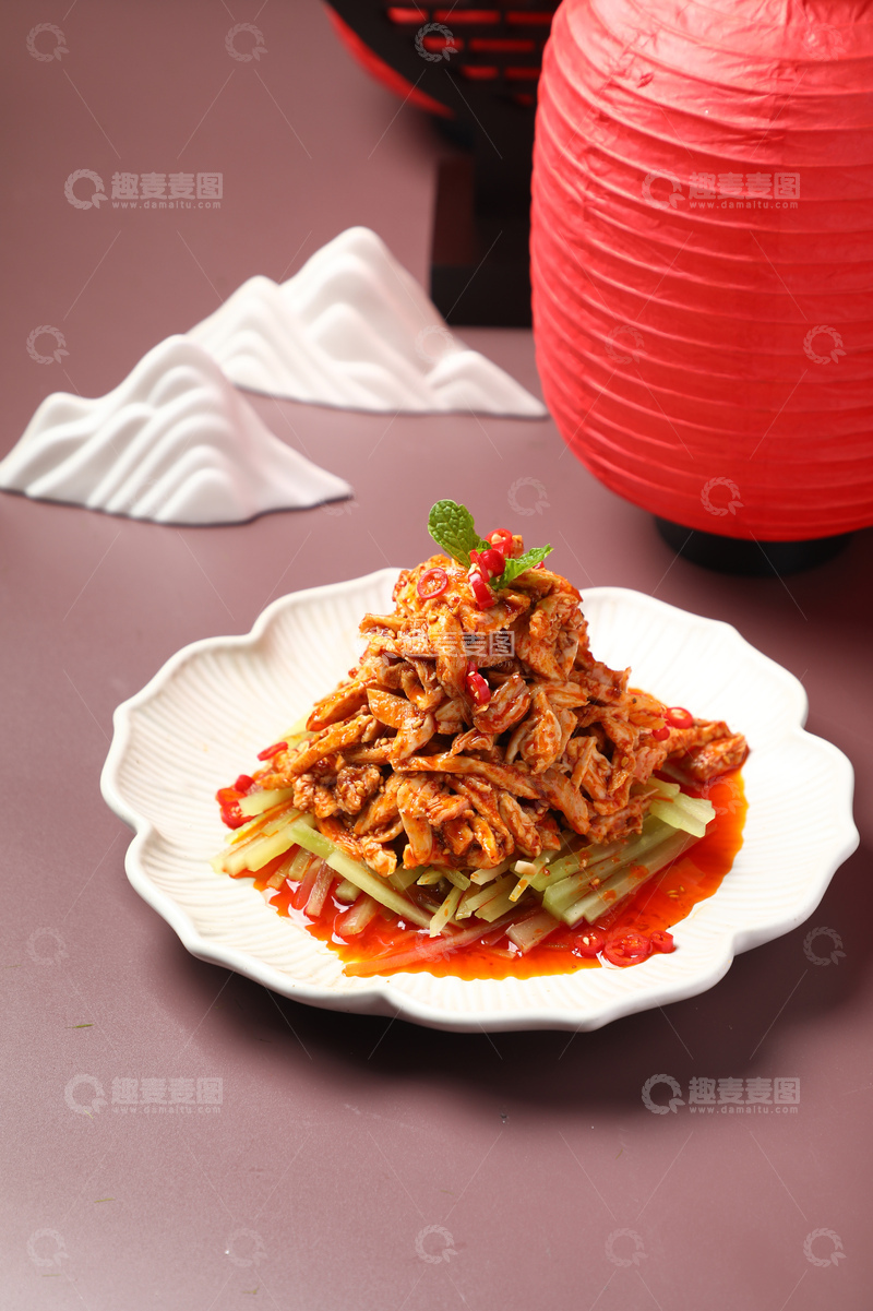 高清大图下载【趣麦麦图】白盘手撕鸡小吃