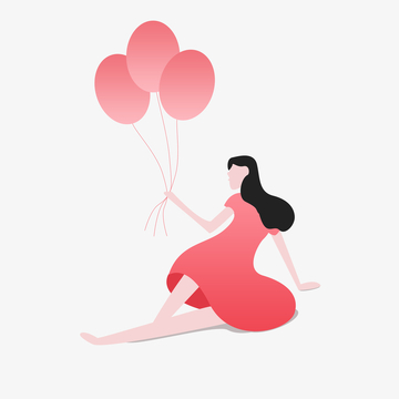 浪漫粉红色裙子女生唯美插画