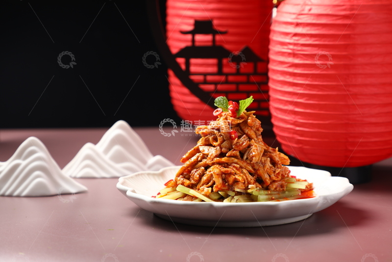 高清大图下载【趣麦麦图】白盘手撕鸡小吃3