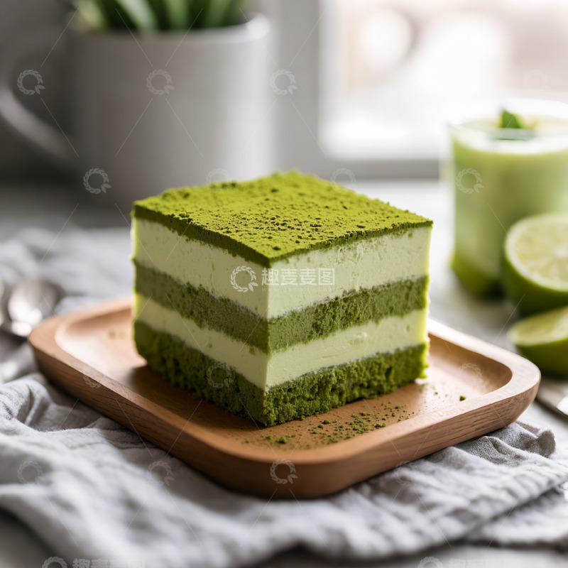 高清大图下载【趣麦麦图】抹茶慕斯蛋糕1