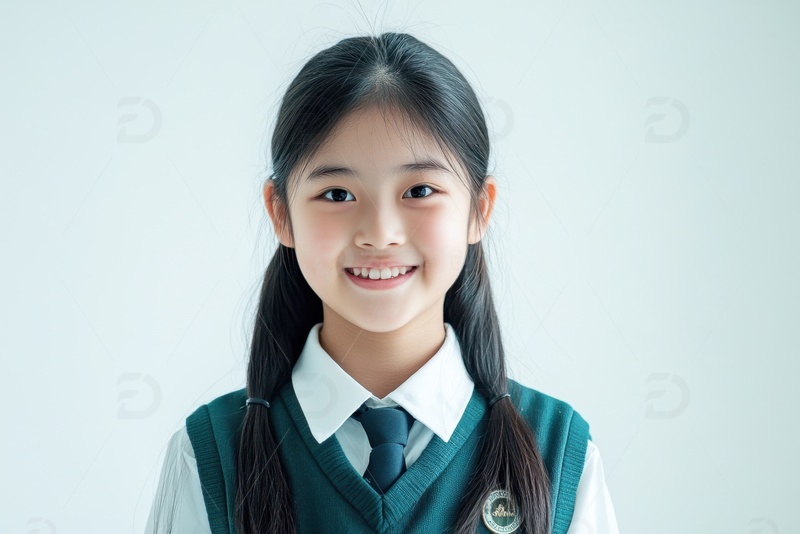 高清大图下载【趣麦麦图】穿着校服的可爱小女孩