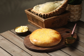 榴莲芝士饼摄影图3