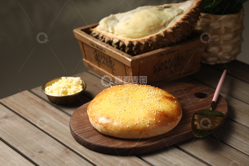 高清大图下载【趣麦麦图】榴莲芝士饼摄影图3