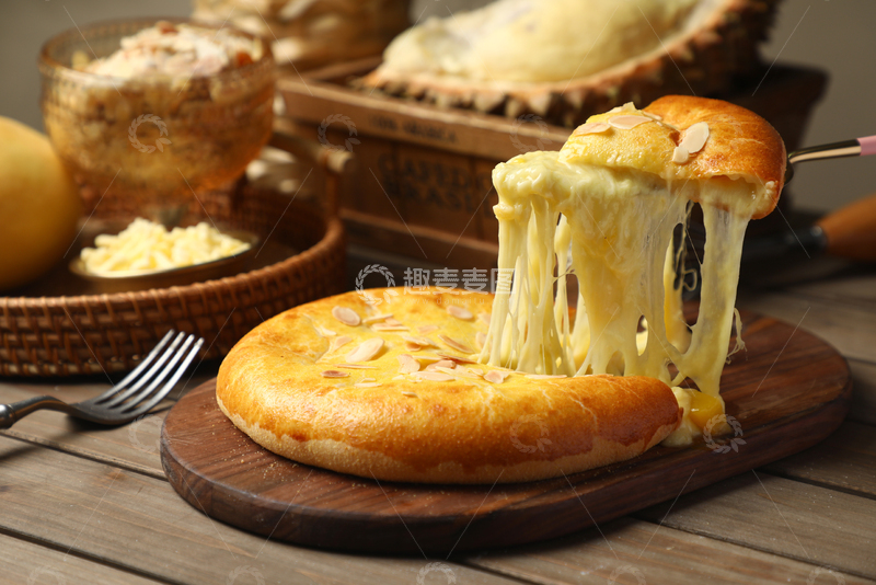 高清大图下载【趣麦麦图】榴莲芒果芝士饼4