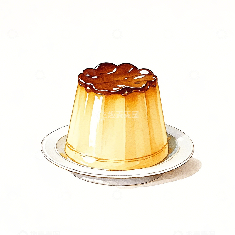 高清大图下载【趣麦麦图】-水彩手绘布丁素材