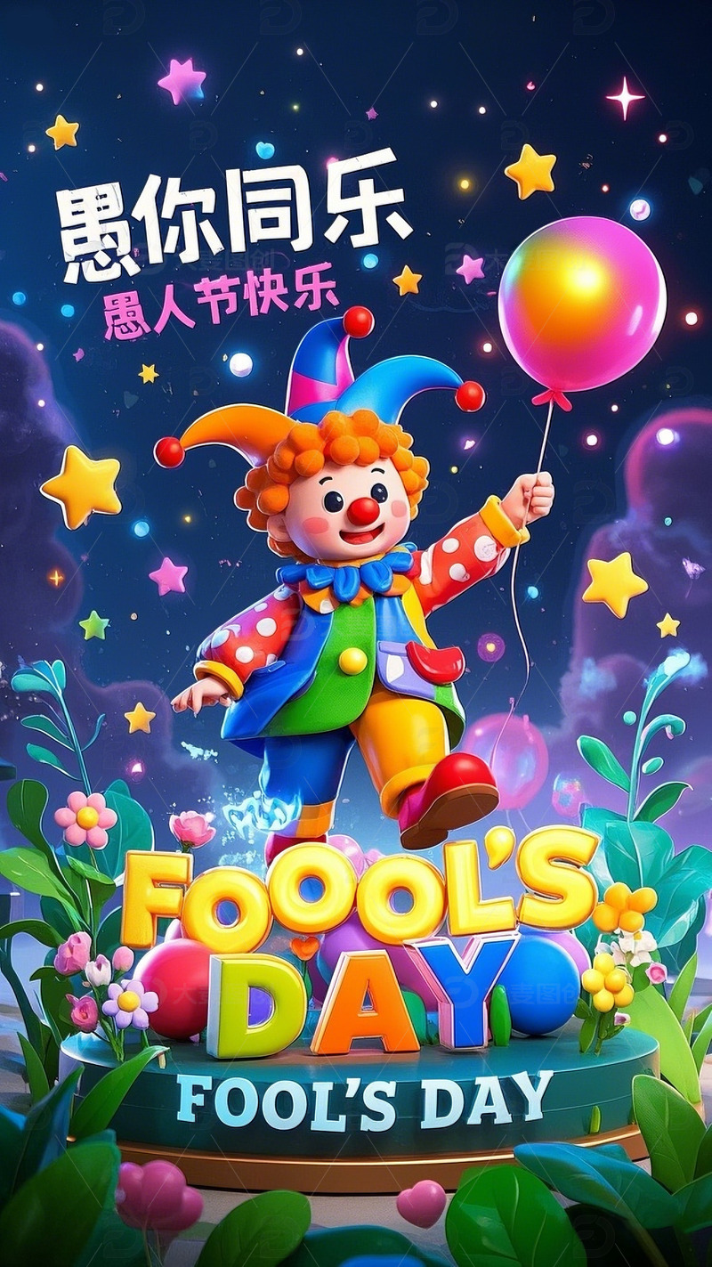 愚人节梦幻软3D海报