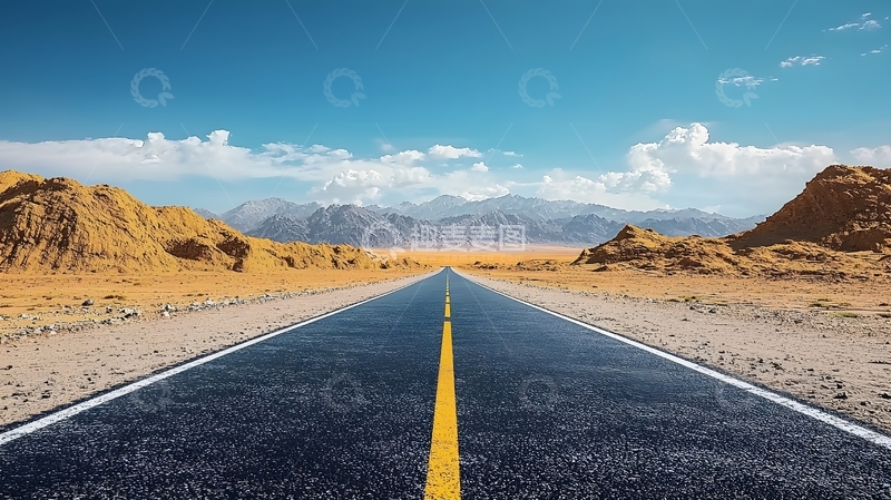 高清大图下载【趣麦麦图】蓝天白云下的笔直公路8