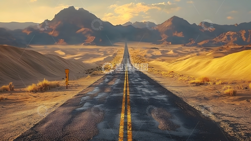 高清大图下载【趣麦麦图】戈壁上的笔直公路8