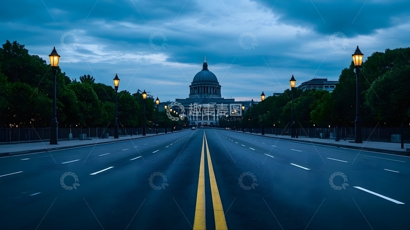 高清大图下载【趣麦麦图】傍晚城市的道路