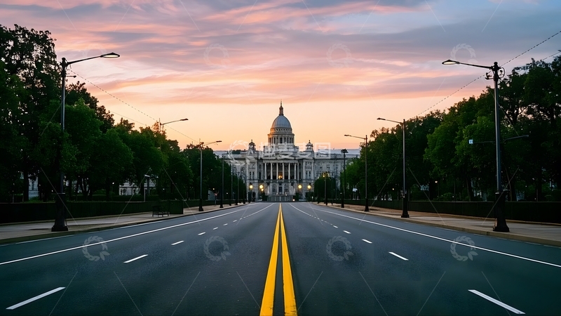 高清大图下载【趣麦麦图】傍晚城市的道路1
