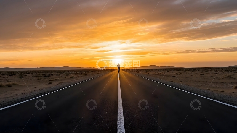 高清大图下载【趣麦麦图】傍晚穿过沙漠的公路2